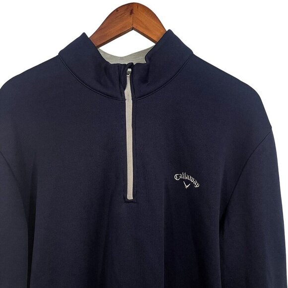 Callaway Ottoman Quarter Zip Pullover Athletic Golf Shirt Top Navy Blue XL - Picture 5 of 9